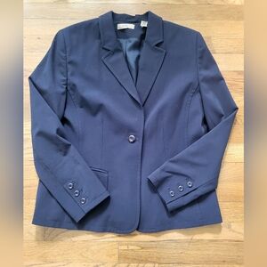 I.E. Women 14P 14 Petite Single Button Long Sleeve Navy Blue‎ Blazer Jacket Y2K